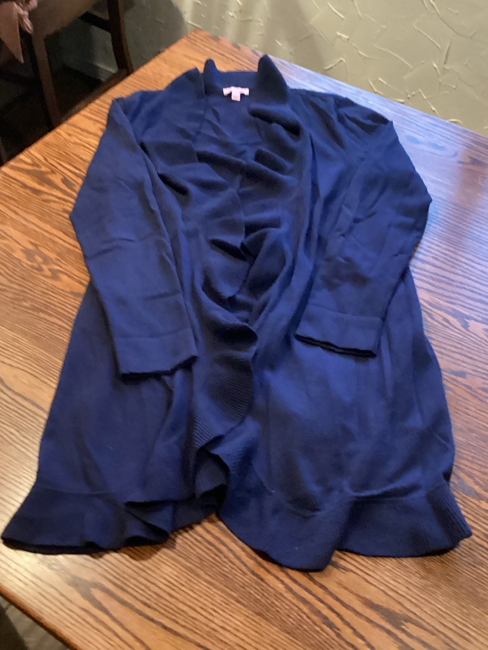 Lilly Pulitzer Navy Ruffle-Front Open Cardigan